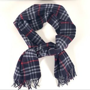 Burberry Navy Nova Check Wool Scarf